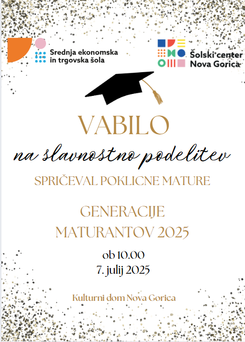 Vabilo na slavnostno podelitev spričeval poklicne mature 2025